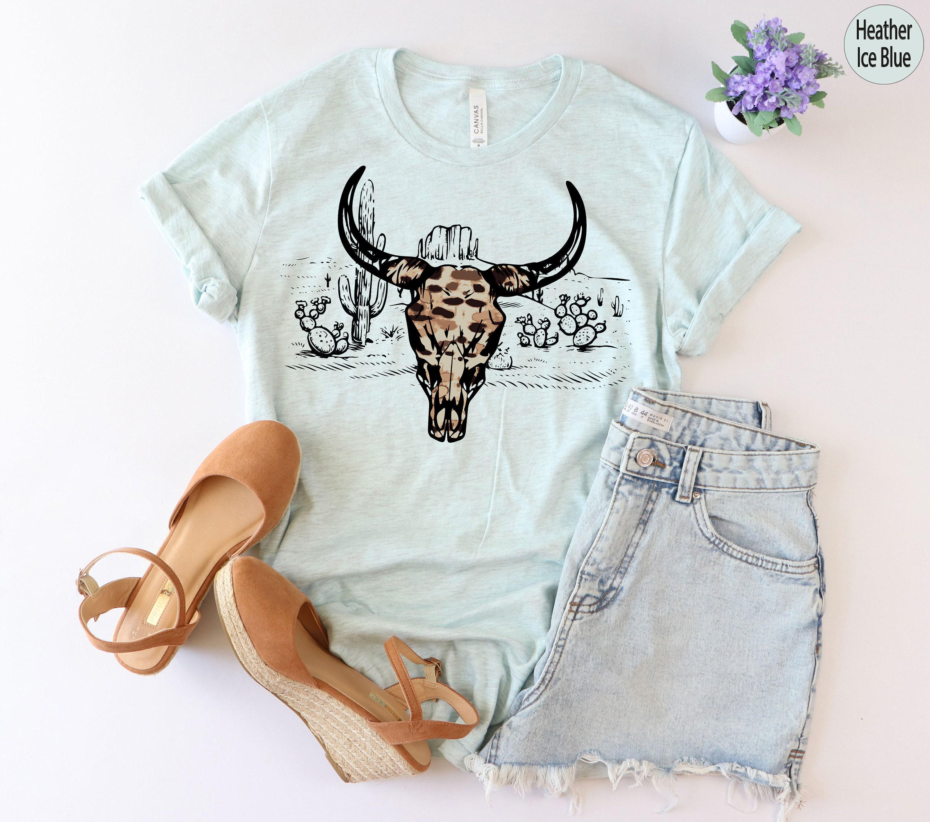 Boho Bull Skull Shirt, Women's Country Shirt, Country Music Sweatshirt, Cowboy Cowgirl Shirts, Nature Lovers Hoodie, Cowskull Shirts