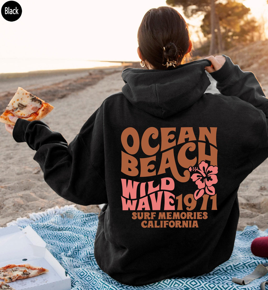 Ocean Beach Hoodie, Women's Aesthetic Sweatshirt, Trendy Hoodie, Tumblr Hoodie, Preppy Sweatshirt, West Coast Shirt, Surf Hoodie