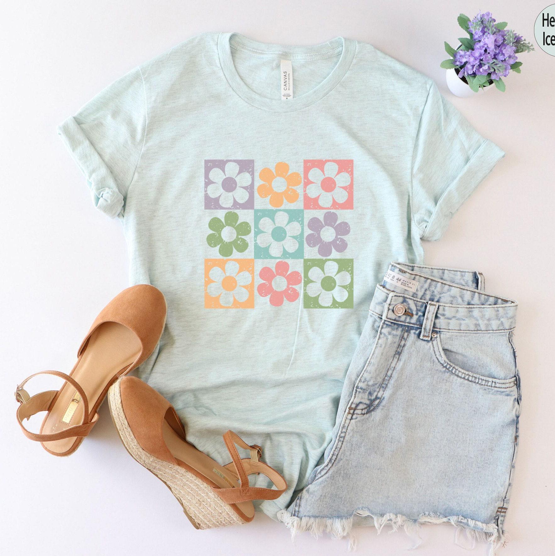 Retro Flower Shirt, Flowery Sweatshirt, Colorful Flower Shirt, Cute Flowers Hoodie, Plant Lady Shirt, Gifts For Women, Gifts For Kids