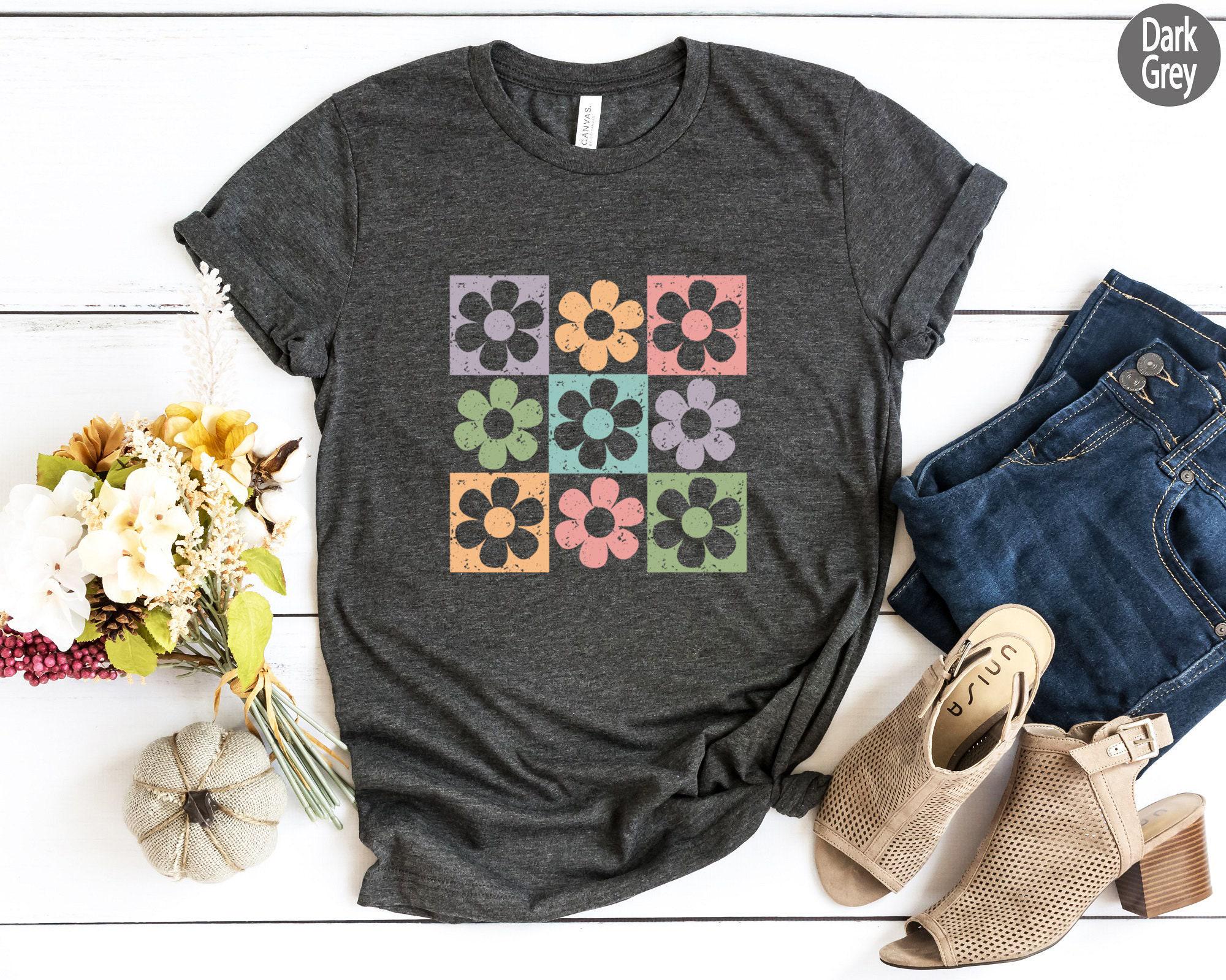 Retro Flower Shirt, Flowery Sweatshirt, Colorful Flower Shirt, Cute Flowers Hoodie, Plant Lady Shirt, Gifts For Women, Gifts For Kids