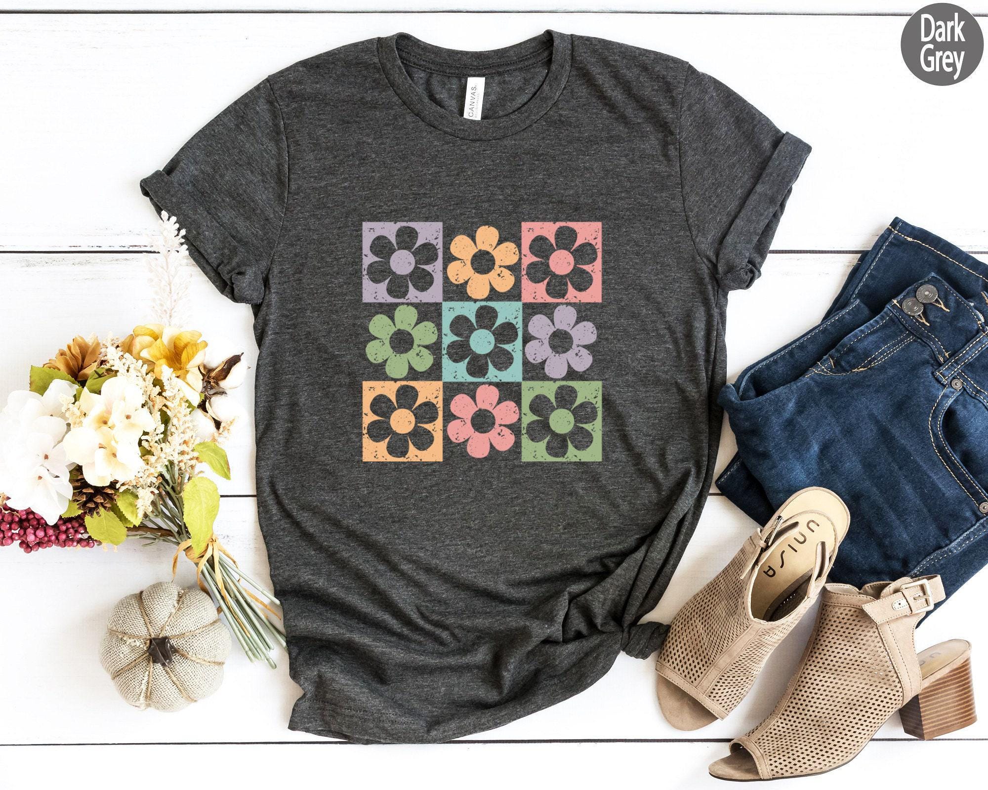 Retro Flower Shirt, Flowery Sweatshirt, Colorful Flower Shirt, Cute Flowers Hoodie, Plant Lady Shirt, Gifts For Women, G