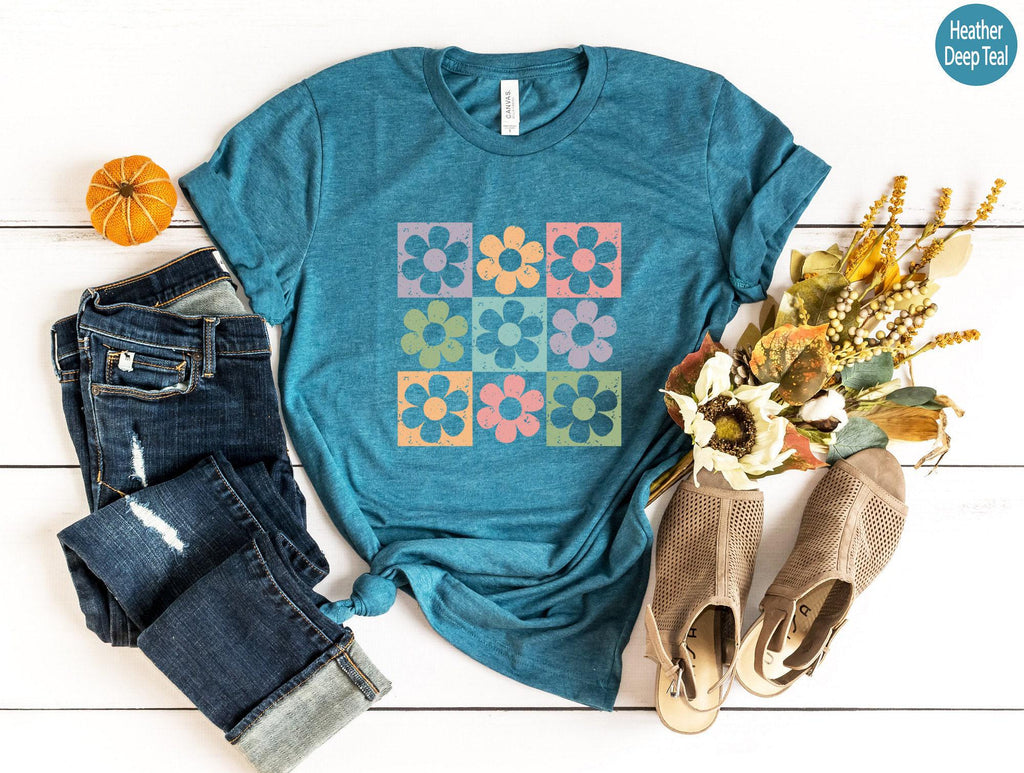 Retro Flower Shirt, Flowery Sweatshirt, Colorful Flower Shirt, Cute Flowers Hoodie, Plant Lady Shirt, Gifts For Women, Gifts For Kids