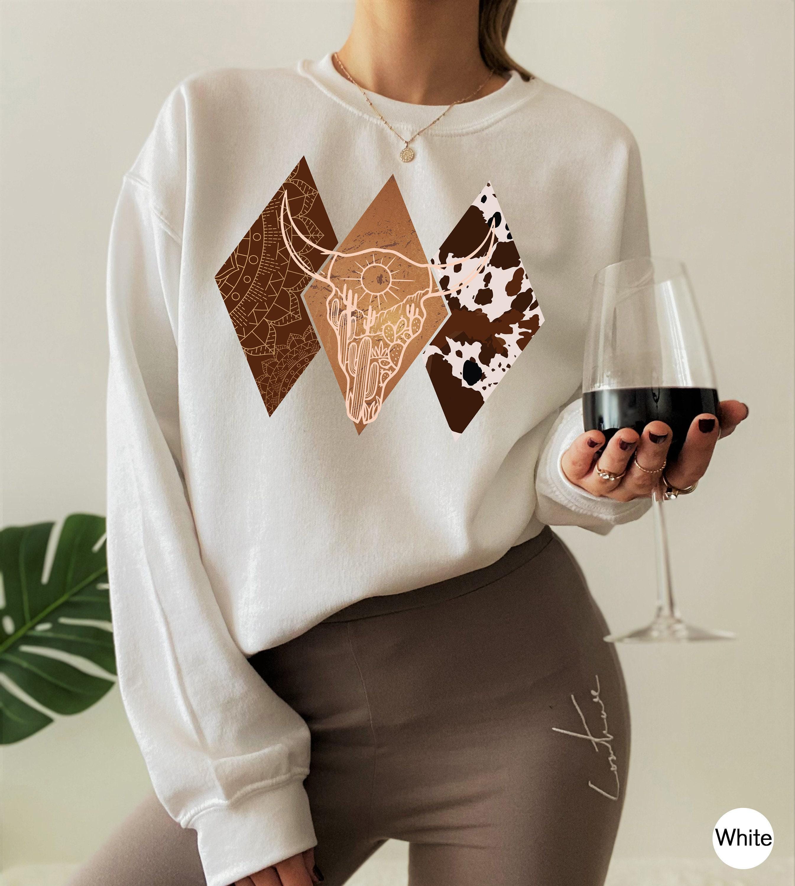 Boho Bull Skull Shirt | Women's Country Shirt, Western Graphic Tee, Trendy Desert Tshirt, Country Concert Tee, Aesthetic Sweatshirt