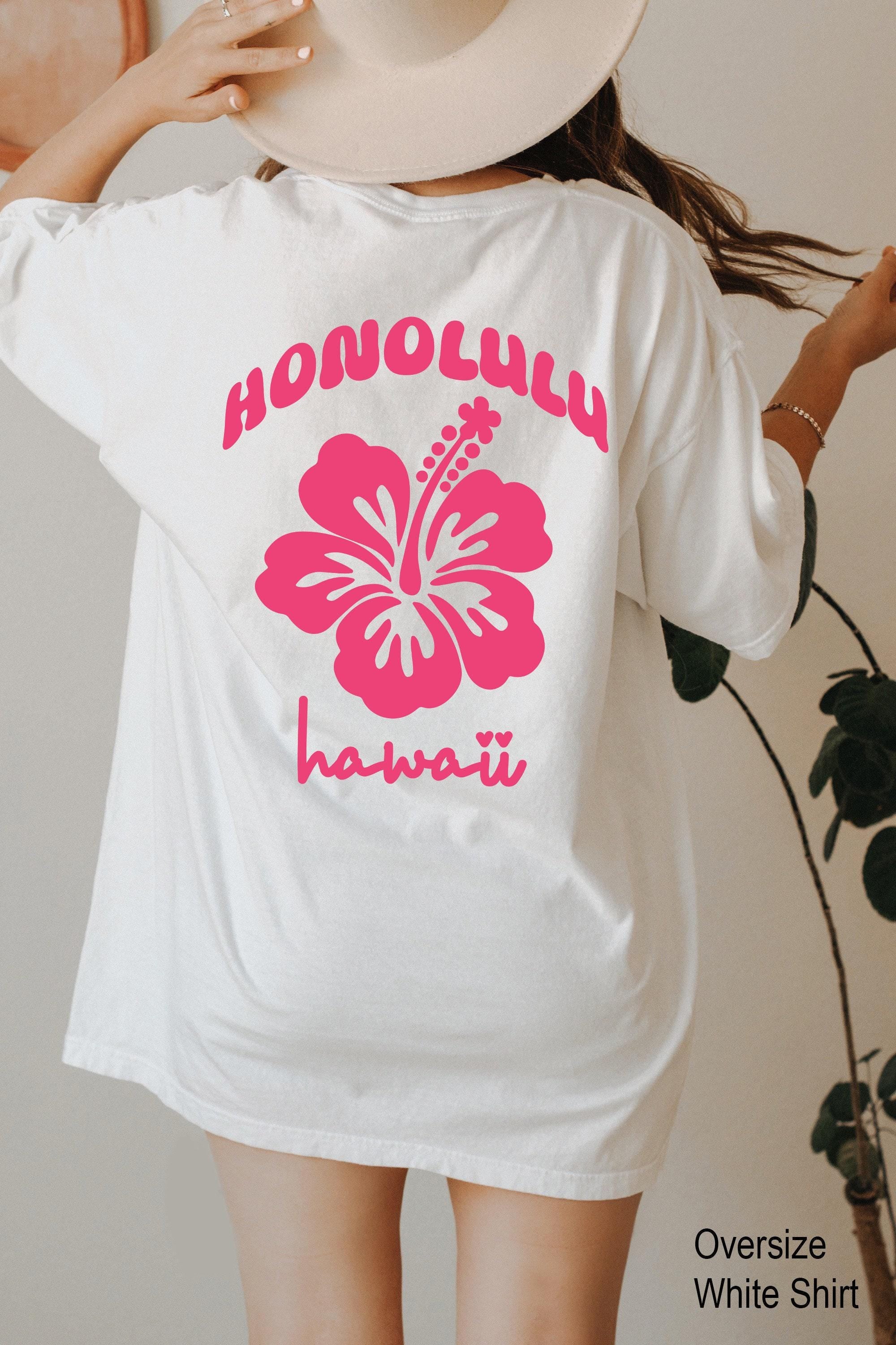 Trendy Honolulu Hawaii Sweatshirt, Hibiscus Flower Hoodie, Aesthetic Sweater For Women, Pinterest Pullover, Pink Flower Hoodie