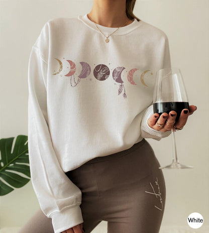 Moon Phases Shirt | Trendy Hoodie For Her, Boho Celestial Shirt, Moon Graphic Tee, Celestial Sweatshirt, Witchy Sweatshirt, Moon Phase Tee
